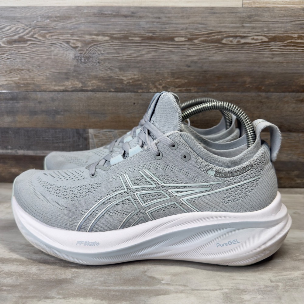 ASICS Gel-Nimbus 26 Womens 8.5 Wide Grey Running Shoes 1012B602 PureGEL FF Blast - Picture 2 of 11